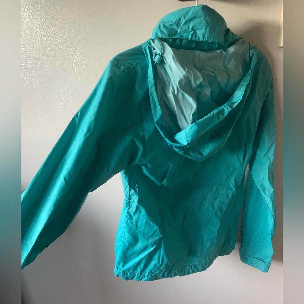 Columbia Windbreaker Jacket Womens SM Blue Lightweight Zip Up Hooded 100% Nylon - Picture 3 of 7